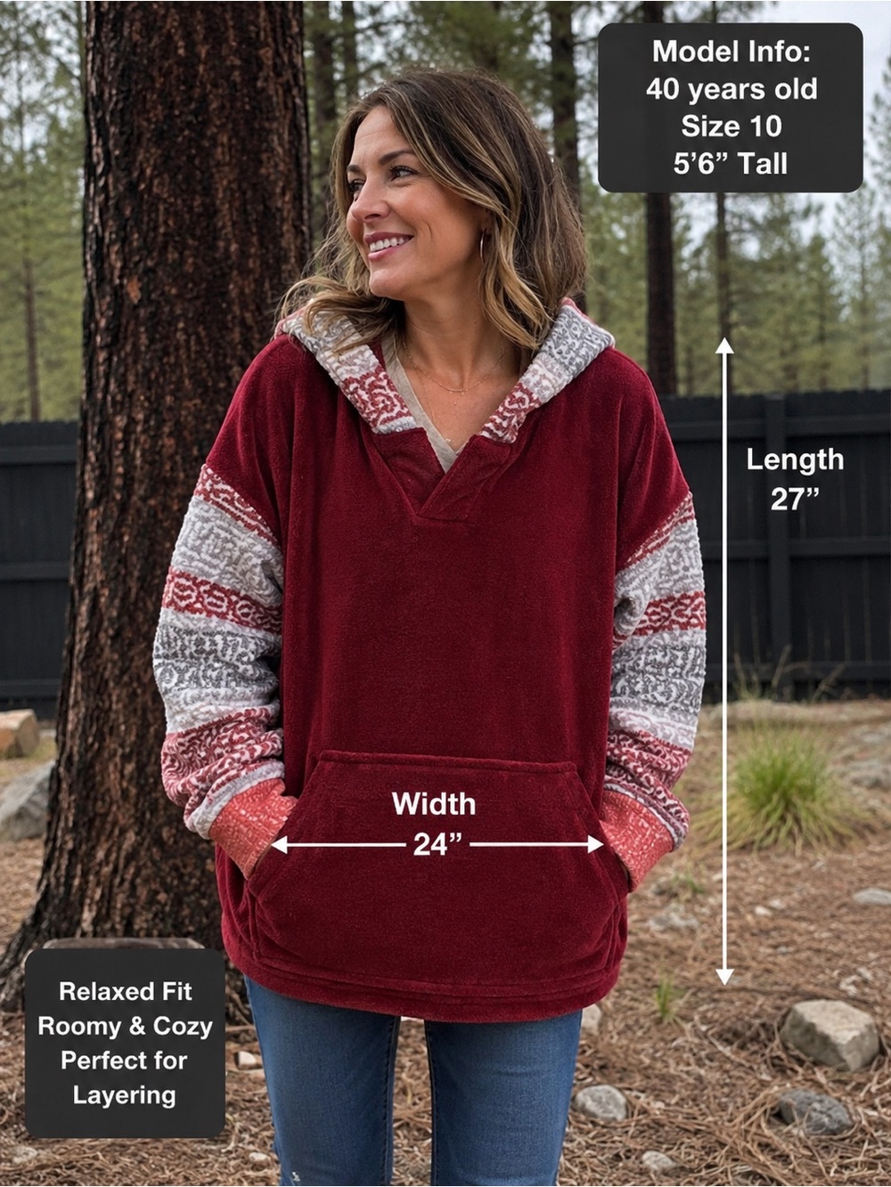 Vintage Women’s Medium Cozy Rust and Gray Women's Hoodie